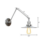 Saucer/Cone/Horn Nightstand Reading Wall Lamp Factory Metal Single 6"/8" W Chrome Wall-Mounted Light Fixture with Rotatable Arm