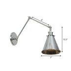 Saucer/Cone/Horn Nightstand Reading Wall Lamp Factory Metal Single 6"/8" W Chrome Wall-Mounted Light Fixture with Rotatable Arm