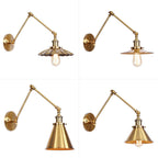 Iron Brass Wall Lighting Scalloped/Horn/Cone Single 6"/8" Width Antique Wall Lamp with Swing Arm