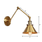 Iron Brass Wall Lighting Scalloped/Horn/Cone Single 6"/8" Width Antique Wall Lamp with Swing Arm
