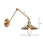Iron Brass Wall Lighting Scalloped/Horn/Cone Single 6"/8" Width Antique Wall Lamp with Swing Arm