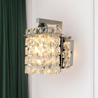 Rectangular wall lamp crystal block wall sconce in chrome with crystal rod draping