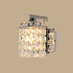 Rectangular wall lamp crystal block wall sconce in chrome with crystal rod draping