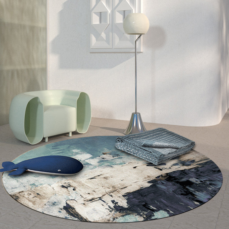 Dark Industrial Area Rug Synthetic Abstract Oil Painting Print Rug Stain Resistant Carpet for Home Decor