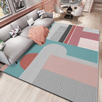 Pastel Morandi Color Block Carpet Synthetic Nordic Area Rug Non-Slip Backing Easy Maintenance Rug for Home