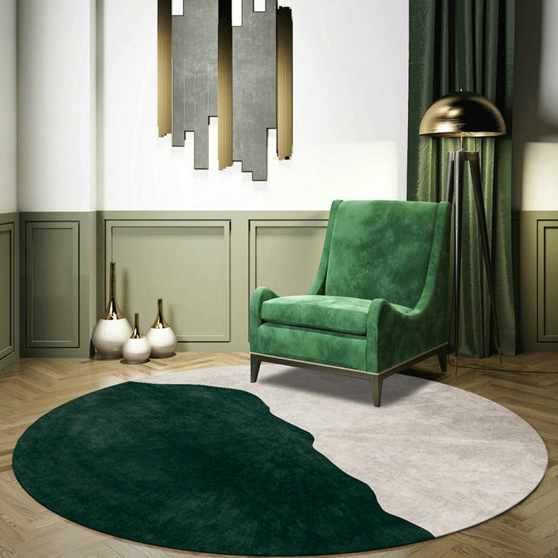 Nostalgic Green Modern Carpet Polyester Color Block Area Rug Non-Slip Pet-Friendly Washable Rug for Room