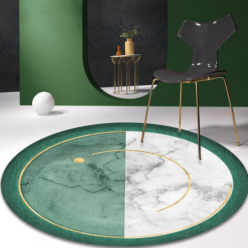 Nostalgic Green Modern Carpet Polyester Color Block Area Rug Non-Slip Pet-Friendly Washable Rug for Room