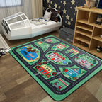 Cartoon Railway Area Rug Multicolored polypropylene rug pet-friendly non-slip rug for children