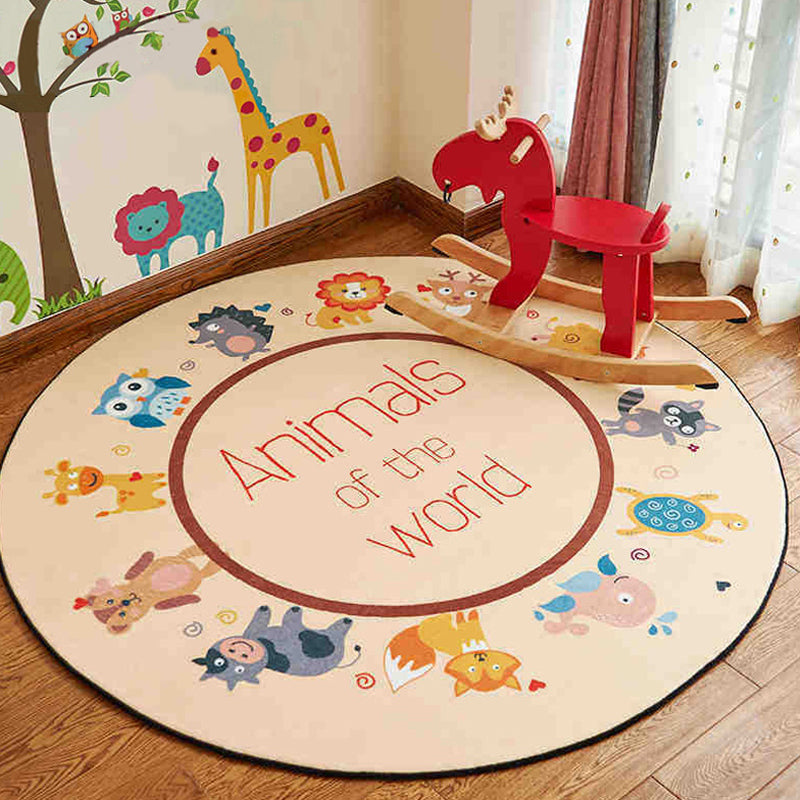 Beautiful animal pattern rug pastel children's style rug polyester non-slip rug for the children's room