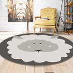 Dark Color Cartoon Area Rug Synthetic Animal Head Carpet Stain Resistant Non-Slip Rug for Children's Room