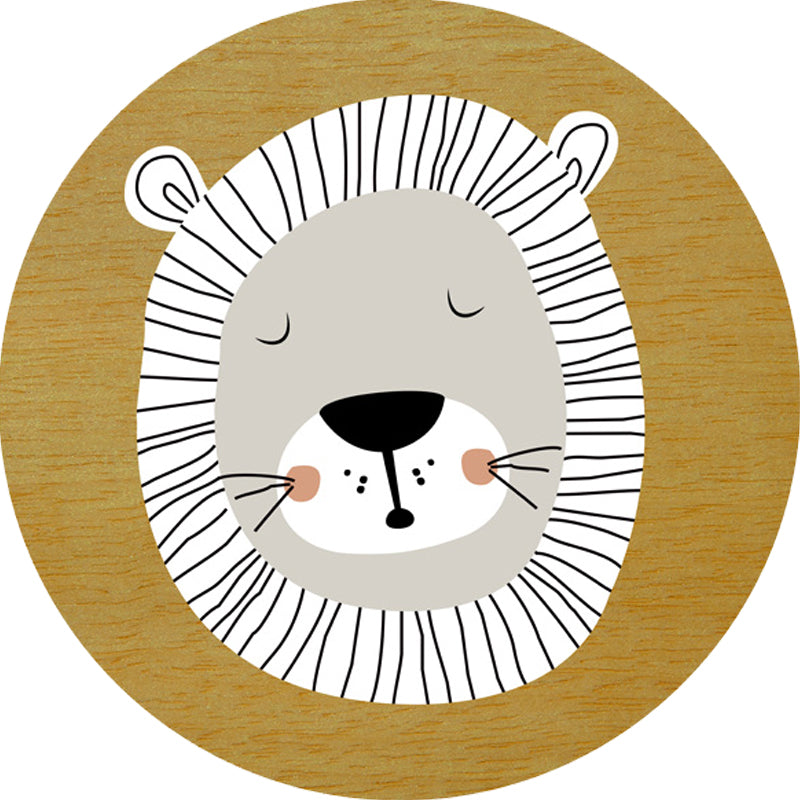 Dark Color Cartoon Area Rug Synthetic Animal Head Carpet Stain Resistant Non-Slip Rug for Children's Room