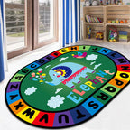 Stylish Letters and Animals Carpet Multi-Colored Cartoon Carpet Synthetic Non-Slip Educational Carpet