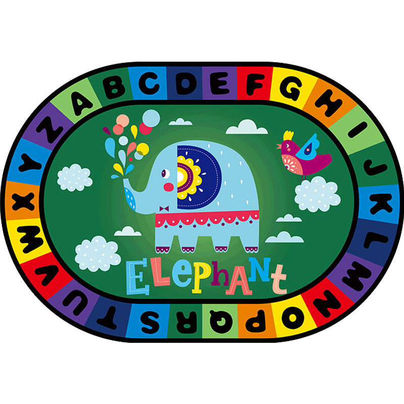 Stylish Letters and Animals Carpet Multi-Colored Cartoon Carpet Synthetic Non-Slip Educational Carpet