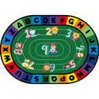 Stylish Letters and Animals Carpet Multi-Colored Cartoon Carpet Synthetic Non-Slip Educational Carpet