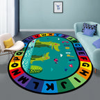 Stylish Letters and Animals Carpet Multi-Colored Cartoon Carpet Synthetic Non-Slip Educational Carpet