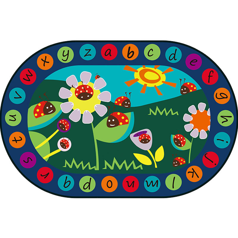 Multicolor Kids Room Carpet Cartoon Alphabet Letters and Numbers Carpet Polyester Pet-Friendly Carpet