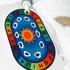 Multicolor Kids Room Carpet Cartoon Alphabet Letters and Numbers Carpet Polyester Pet-Friendly Carpet