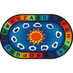 Multicolor Kids Room Carpet Cartoon Alphabet Letters and Numbers Carpet Polyester Pet-Friendly Carpet