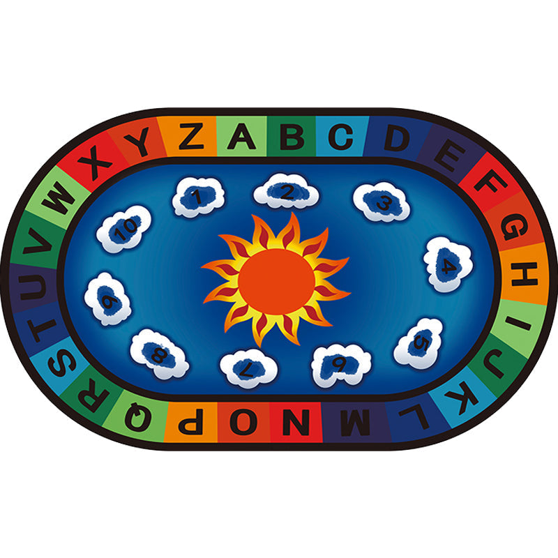 Multicolor Kids Room Carpet Cartoon Alphabet Letters and Numbers Carpet Polyester Pet-Friendly Carpet