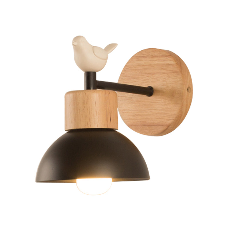 NordicDome - Metal and Wood Wall Lamp with Bird for the Children's Room