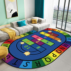 Multicolor Kids Room Carpet Cartoon Alphabet Letters and Numbers Carpet Polyester Pet-Friendly Carpet