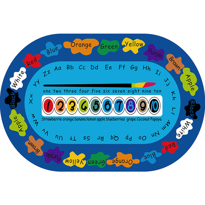 Multicolor Kids Room Carpet Cartoon Alphabet Letters and Numbers Carpet Polyester Pet-Friendly Carpet