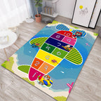 Multicolor Kids Room Carpet Cartoon Alphabet Letters and Numbers Carpet Polyester Pet-Friendly Carpet