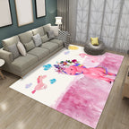 Dreamy Fairy-Tale Area Rug Pastel Color Cartoon Carpet Polypropylene Stain-Resistant Carpet for Kids Room