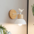 NordicDome - Metal and Wood Wall Lamp with Bird for the Children's Room