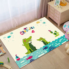 Dreamy Fairy-Tale Area Rug Pastel Color Cartoon Carpet Polypropylene Stain-Resistant Carpet for Kids Room