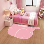 Creative Pastel Cartoon Rug Synthetic Animal Pattern Rug Stain Resistant Non-Slip Carpet for Children's Bedroom