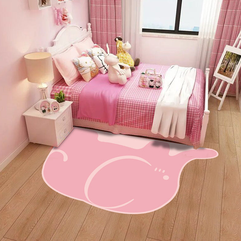 Creative Pastel Cartoon Rug Synthetic Animal Pattern Rug Stain Resistant Non-Slip Carpet for Children's Bedroom