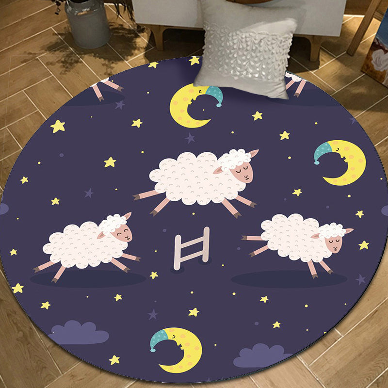 Cartoon Children's Mats Rug Dark Color Animal Land Rug Polyester Pet Friendly Non-Slip Rug
