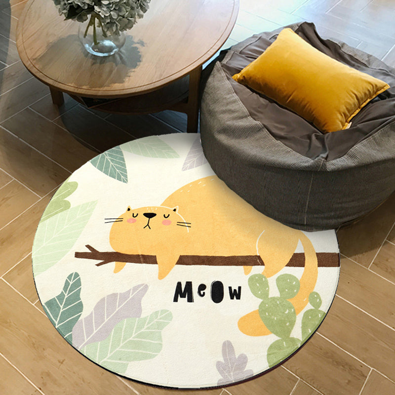 Shady Animal Indoor Rug Soft Color Cartoon Rug Polypropylene Machine Washable Rug for the Children's Room