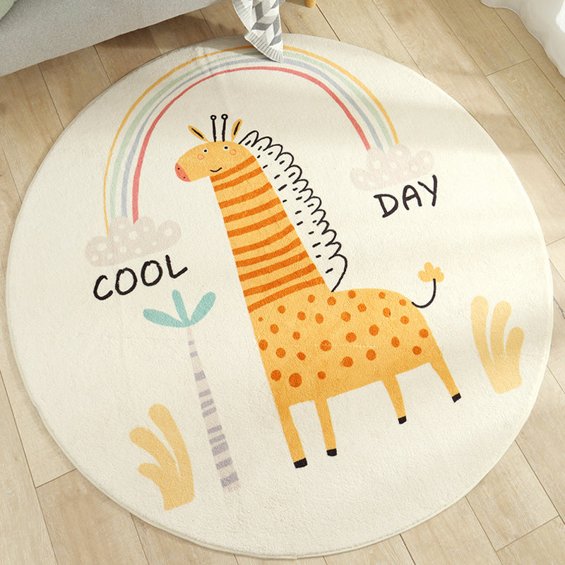 Shady Animal Indoor Rug Soft Color Cartoon Rug Polypropylene Machine Washable Rug for the Children's Room