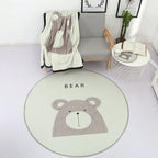 Beautiful Children's Indoor Light Color Animal Rug with Words Non-Slip Backing Pet-Friendly Rug
