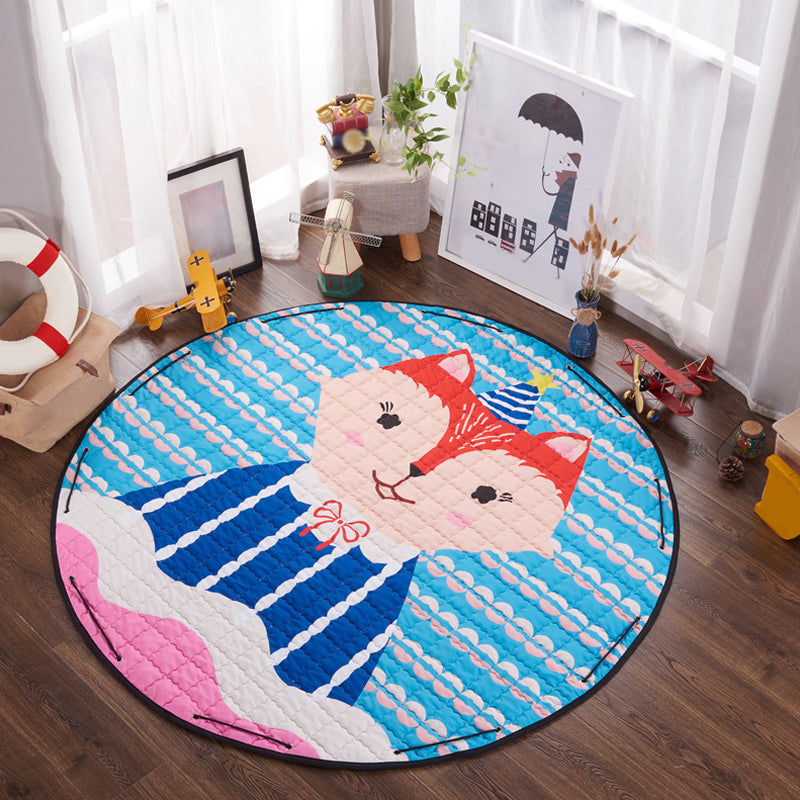 Children’s Animal Play Rug Multicolored Cotton Rug Stain Resistant Pet Friendly Rug for Children's Room