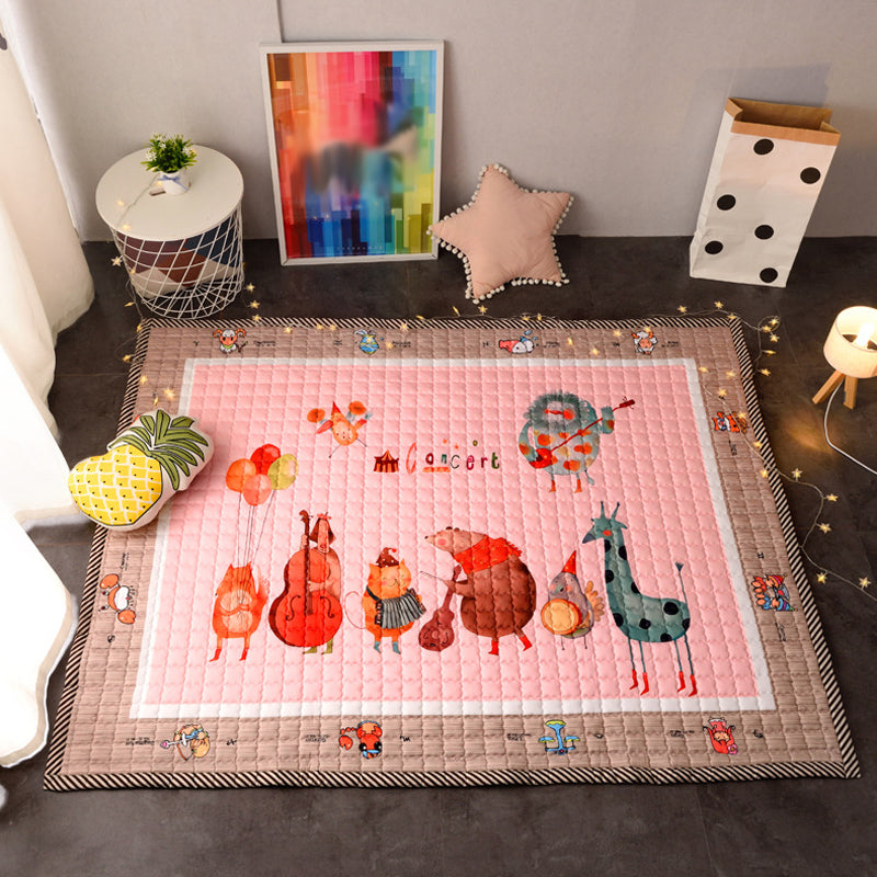 Cute Cartoon Rug Bright Color Animal Indoor Rug Washable Non-Slip Area Carpet for Daycare
