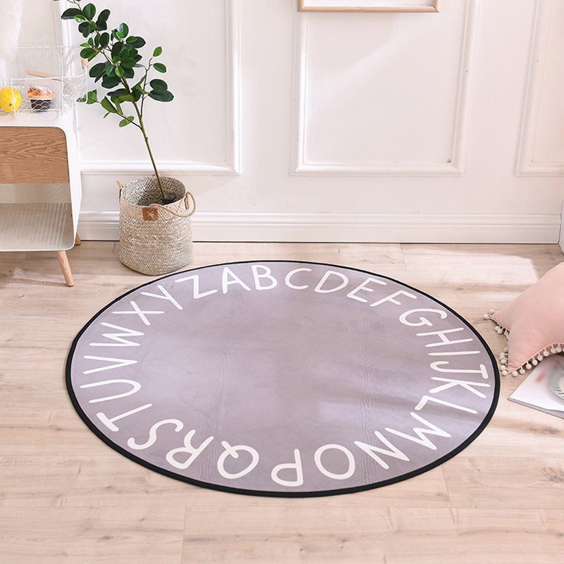 Pastel Alphabet Rug Synthetic Children Area Carpet Non-Slip Underlay Carpet for Children's Room