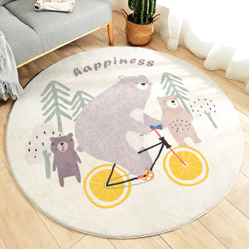 Beautiful Kids Style Rug Soft Color Animal and Word Pattern Carpet Pet Friendly Non-Slip Rug for the Children's Room