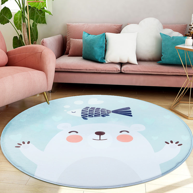Cartoon Kids Room Rug Soft Color Wild Animal Rug Synthetic Anti-Slip Back Area Rug