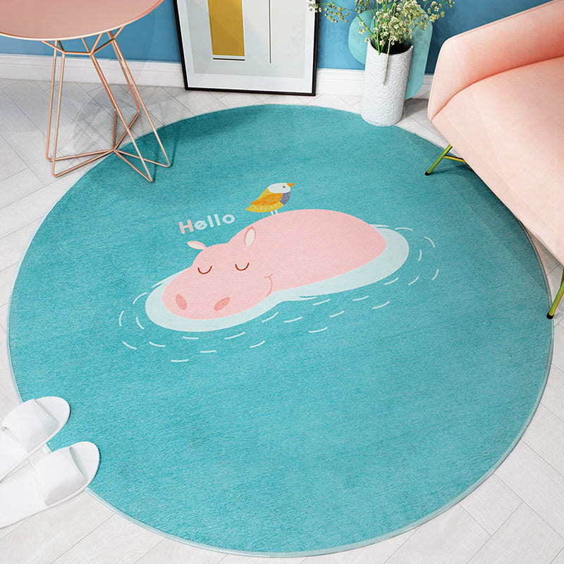 Cartoon Kids Room Rug Soft Color Wild Animal Rug Synthetic Anti-Slip Back Area Rug