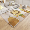 Multicolor Wild Animal Rug with Writings Polyester Cartoon Rug Pet Friendly Non-Slip Mat Rug for Kids Room