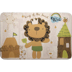 Multicolor Wild Animal Rug with Writings Polyester Cartoon Rug Pet Friendly Non-Slip Mat Rug for Kids Room