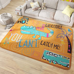 Multicolor Wild Animal Rug with Writings Polyester Cartoon Rug Pet Friendly Non-Slip Mat Rug for Kids Room