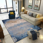 Modern abstract rug Blue Polyester Machine washable Non-slip back Pet-friendly rug for indoors