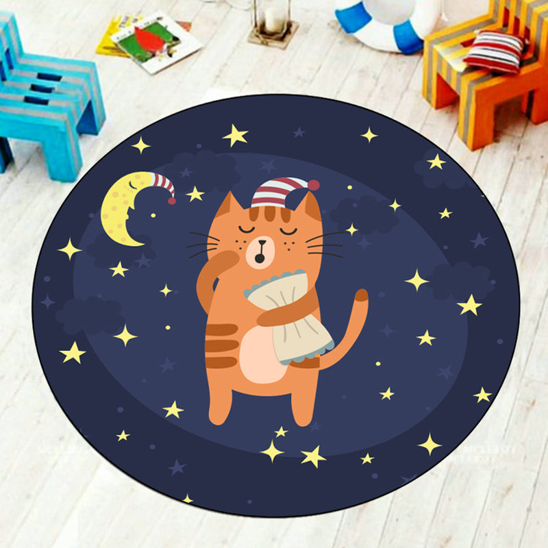 Multi-Colored Children's Room Rug Cartoon Starry Sky Animal Carpet Polypropylene Non-Slip Indoor Rug