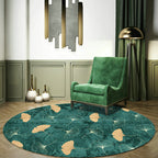Green Tropical Carpet Polyester Ginkgo Leaf Print Carpet Non-Slip Rug Easy Maintenance Carpet for Home