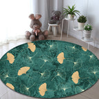 Green Tropical Carpet Polyester Ginkgo Leaf Print Carpet Non-Slip Rug Easy Maintenance Carpet for Home