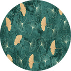 Green Tropical Carpet Polyester Ginkgo Leaf Print Carpet Non-Slip Rug Easy Maintenance Carpet for Home